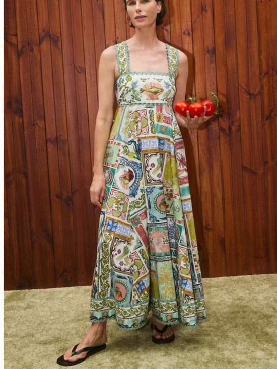 Patterned Tile-Print Maxi Skirt in Multi Color - Picture 4 of 4